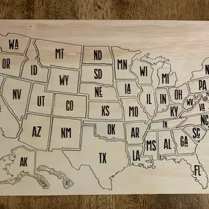 Wooden Puzzle Map of the United States - Double Layered Laser Cut 50 State Pieces for Sales & Travel Tracking-Wood Home Sign Gift