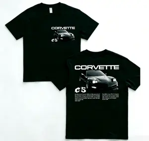 Chevrolet Corvette C5 T-Shirt, Front & Back Print Classic American Muscle Car Graphic Tee, JDM Car Guy Streetwear Shirt for Men, 100% Cotton