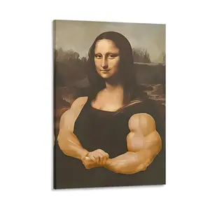 Mona Lisa Muscle Man Frameless Painting Modern Canvas Wall Art for Home Living Room Bedroom Office Perfect Gift Ornaments