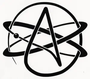 Ranger Products Atheist Symbol Vinyl Decal Car Window Wall Laptop Sticker Die Cut Vinyl Decal for Windows Cars Trucks Tool Boxes laptops MacBook - virtually Any Hard Smooth Surface