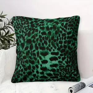 Trendy Green Leopard Print Throw Pillow,Modern Animal Print Cushion,Chic Jungle-Inspired Accent Pillow,Soft Touch with Hidden Zipper,Perfect for Sofa,Bed & Dorm Decor,Great Gift for Fashion & Nature Lovers