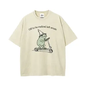 Fuc k Ice FDT Anti ICE Frog Oversize Unisex Washed T-Shirt for Women and Men's Unisex Fit Batik Cotton Oversize Streetwear Menswear  Super Soft Pre-Shrunk