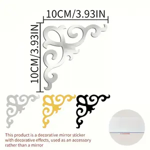 4pcs Self-Adhesive Acrylic Mirror Wall Stickers, Decorative Patterns for Cabinets, Mirrors, Home Walls, Living Room, Bedroom, Office, Kitchen