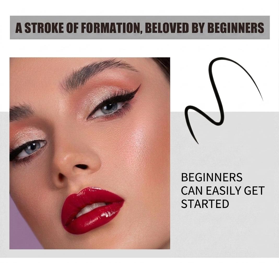 YAN QI NA Cool Black Liquid Eyeliner Pen Waterproof Ultra-Fine Tip Anti-Smudging Wing Lines Precise Application Friendly for Beginners