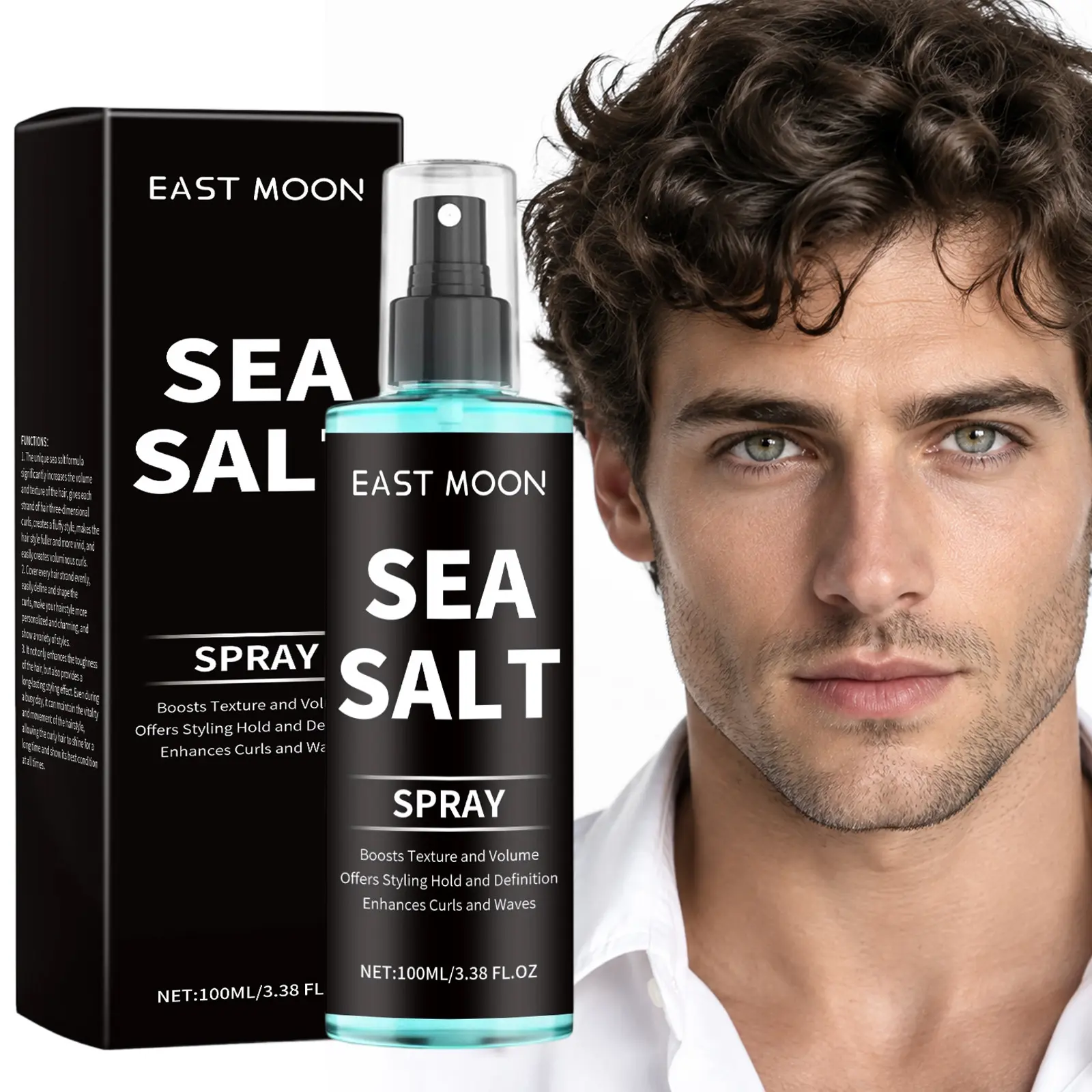 Sea Salt Curling Texture Spray, Long-Lasting Hold Texture Hair Styling Spray for Men, Perfect Curls, Defined Curls, Curl-Defining and Texturizing Effect, Professional Hair Care Styling Product, Curly Hair Products