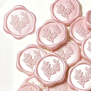 25 Pcs/pack Pearl Eucalyptus Wedding Invitation Envelope Seal Stickers, Self-Adhesive Champagne Stickers, Perfect for Parties, Gifts, Holidays