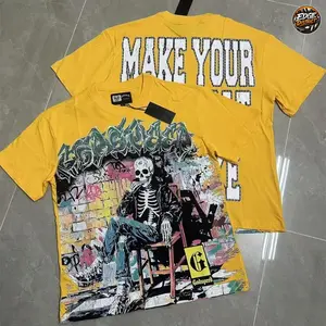 Graphic T Shirt Oversized Godspeed Shirt For Men Vintage Washed Tee Streetwear Skull Statue Print Y2K Loose Fit Casual Unisex T Shirt