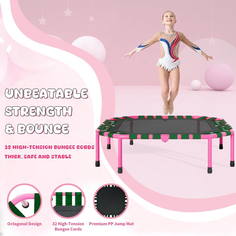 Safly Fun Foldable Gymnastics Bar with Trampoline for Kids, Adjustable 35"-51", Sturdy 145 lbs Capacity, Easy-to-Assemble, Gymnastics Equipment for Kids for Indoor/Outdoor Training
