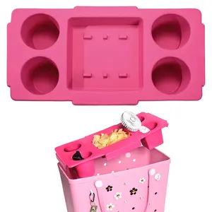 Topper Tray for Bogg Bag Large Accessories – Waterproof EVA Table Top Organizer Tote Lid with Cup Holder, Snack, Phone & Drink Holders for Beach, Pool, Picnic, Travel