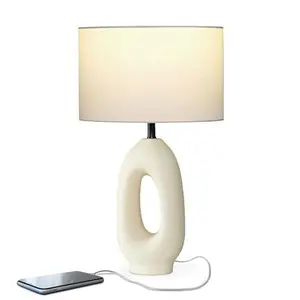 Brightech Artemis LED Table Lamp - Unique Modern Ceramic Lamp for Bedside, Nightstand, Desk - Cozy Night Light with Warm White Light for Living Room, Bedroom