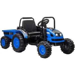 Electric Ride On Tractor Car for Kids, RC Truck with Dump Trailer, 35W Dual Motors, Parent Remote Control, Safety Belt, LED Lights, Toys for Toddlers Boys Girls-01