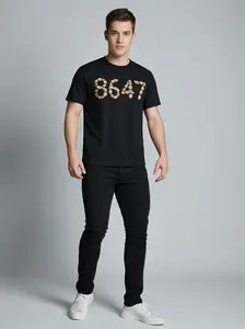 Men's Casual Cotton 86-47-8647 Short-Sleeve T-Shirt, Summer Beach Style with Seashells