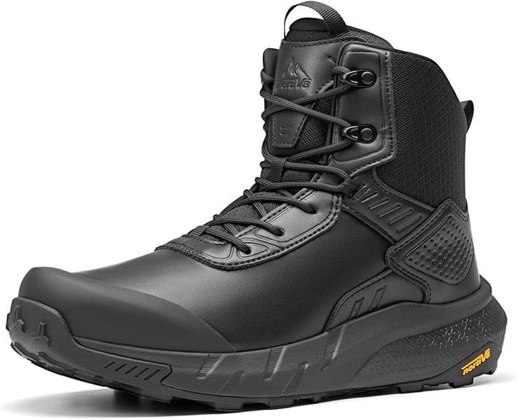 NORTIV 8 Men's Waterproof Military Tactical Work Boots Leather Motorcycle Combat Lightweight Non-Slip Hiking Boots for Men Defender