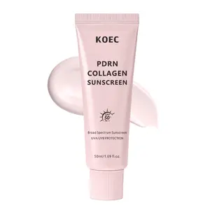 Collagen Sunscreen | SPF 50 Broad Spectrum Face Sunscreen | Lightweight, Non-Sticky, Hydrating Formula | No White Cast or Residue | Peptide, Cica for Soothing & Natural Glow | Relief Sunscreen