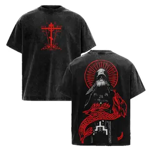 Mihailo Tolotos Orthodox Vintage Washed T-Shirt - Timeless Religious Icon Design, Soft Comfortable Cotton Tee for Everyday Wear and Faith-Inspired Streetwear Vibes