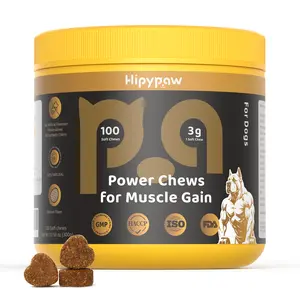 Hipypaw Muscle Builder for Dogs - High Protein Weight Gainer with BCAAs, Salmon Oil & Glucosamine - Supports Muscle Development & Recovery - Salmon Flavor