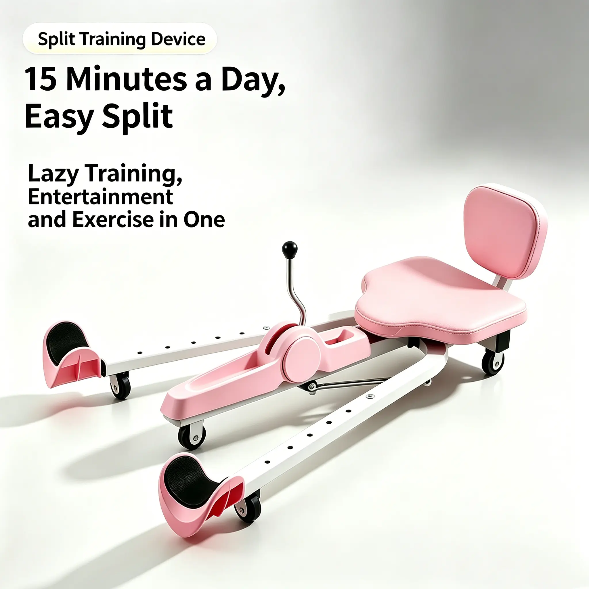 Adult Leg Spreading Auxiliary Equipment with Adjustable Padded Cushions, Silent Wheels, Single-Hand Multi-Gears Adjustment, Stable Metal Frame, Compact Design for Daily Sitting & Hobby Use (Bedroom, Sofa Side), Leg Stretching
