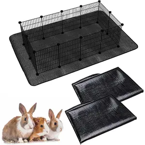 Waterproof 2 Pack Pet Playpen Mats for Rabbits, 59×39 in (Black), Floor Protector Easy-Clean Cage Liner for Bunny Guinea Pig and Small Animal Habitat