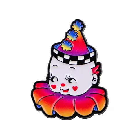 Cute Circus Clown Lapel Brooch Pin, Durable Metal Pins, Alloy Brooch Pin, Gothic Absurd Style Badge, Fun Fashion Jewelry Accessory for Backpacks & Clothing, All Seasons Wear, Hearts