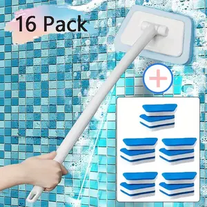 [Portable Non Electric] Multifunctional Cleaning Brushes Detachable Sponge Heads - Reusable Brushes for Bathtubs, Floors, Walls, And Windows, Made of Plastic, Portable,Suitable for Dormitory And Home Use