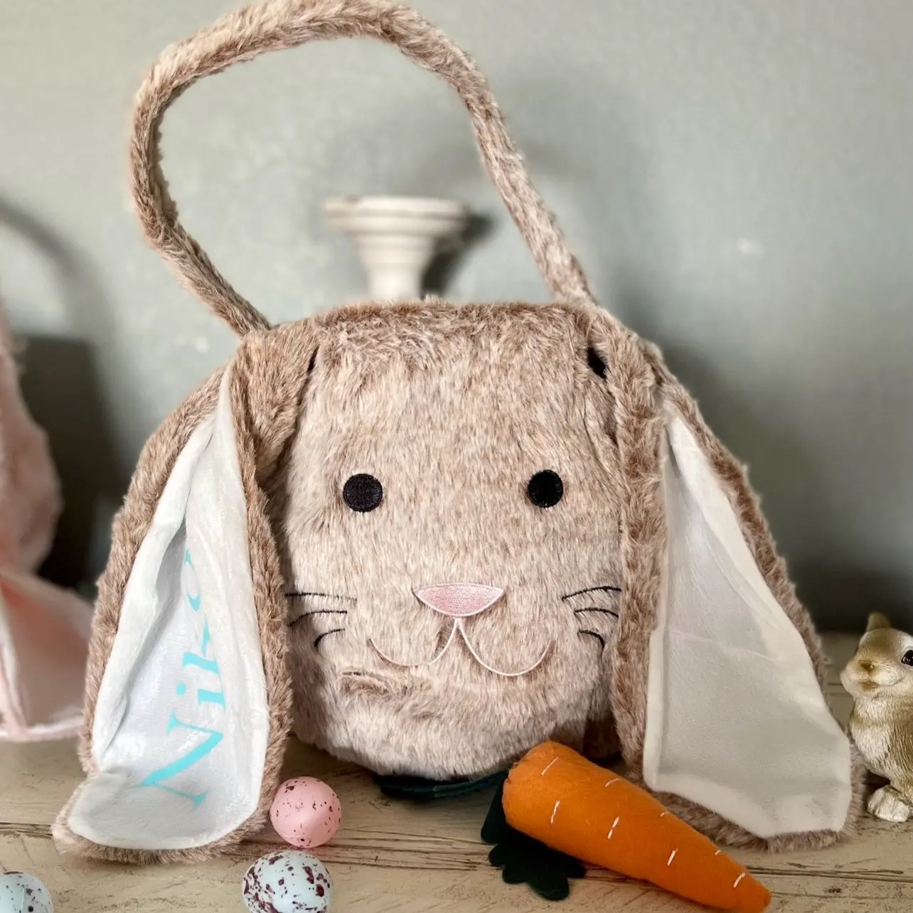 Plush Bunny Easter Basket, Easter Bunny, Kids Easter Basket