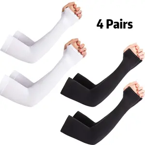 4 Pairs UV Sun Protection Arm Sleeves for Men Women UPF50+, Compression Sleeves for Cycling, Driving, Running, Riding, Fishing, Golfing and Outdoor Sports