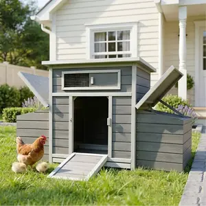 Eyisean 57.3" Wooden Large Outdoor Chicken Coop, Durable Hen House Poultry Cage with Waterproof Foot & Ramp, Portable Chicken 2 Sides Nesting Box with Window, Easy-Clean for Backyard, Garden