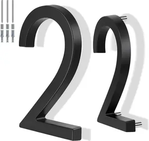 6 Inch Floating House Number Metal Modern Anti-Rust House Address Numbers for Outside with For Mailbox Yard Home Front Door Zinc Alloy Black