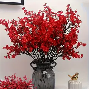 8 bouquets of realistic touch artificial cherry blossom bouquets, Vibrant faux flowers - bright red flowers with brown stems - suitable for weddings, festivals and home decoration - suitable for spring and summer decoration, Christmas