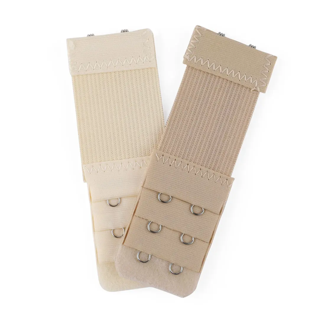 INSPIRE CHIC 2pcs Bra Strap Extenders Set 3 Rows 2 Hooks/3 Hooks/4 Hooks Comfort Cotton Elastic Bra Hook Extensions 4-hooks Apricot and Skin Color
