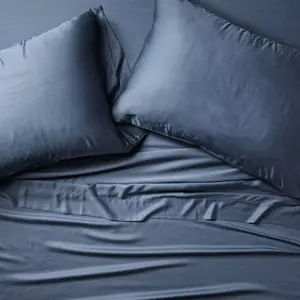 King 400 Thread Count Rayon from Bamboo Sheet Set Dark Mineral Blue - Casaluna