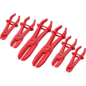 6-Piece Hose Clamp Set, Pinch Clamp Pliers For Flexible Hoses,Fuel,Gas,Brake & Radiator Lines