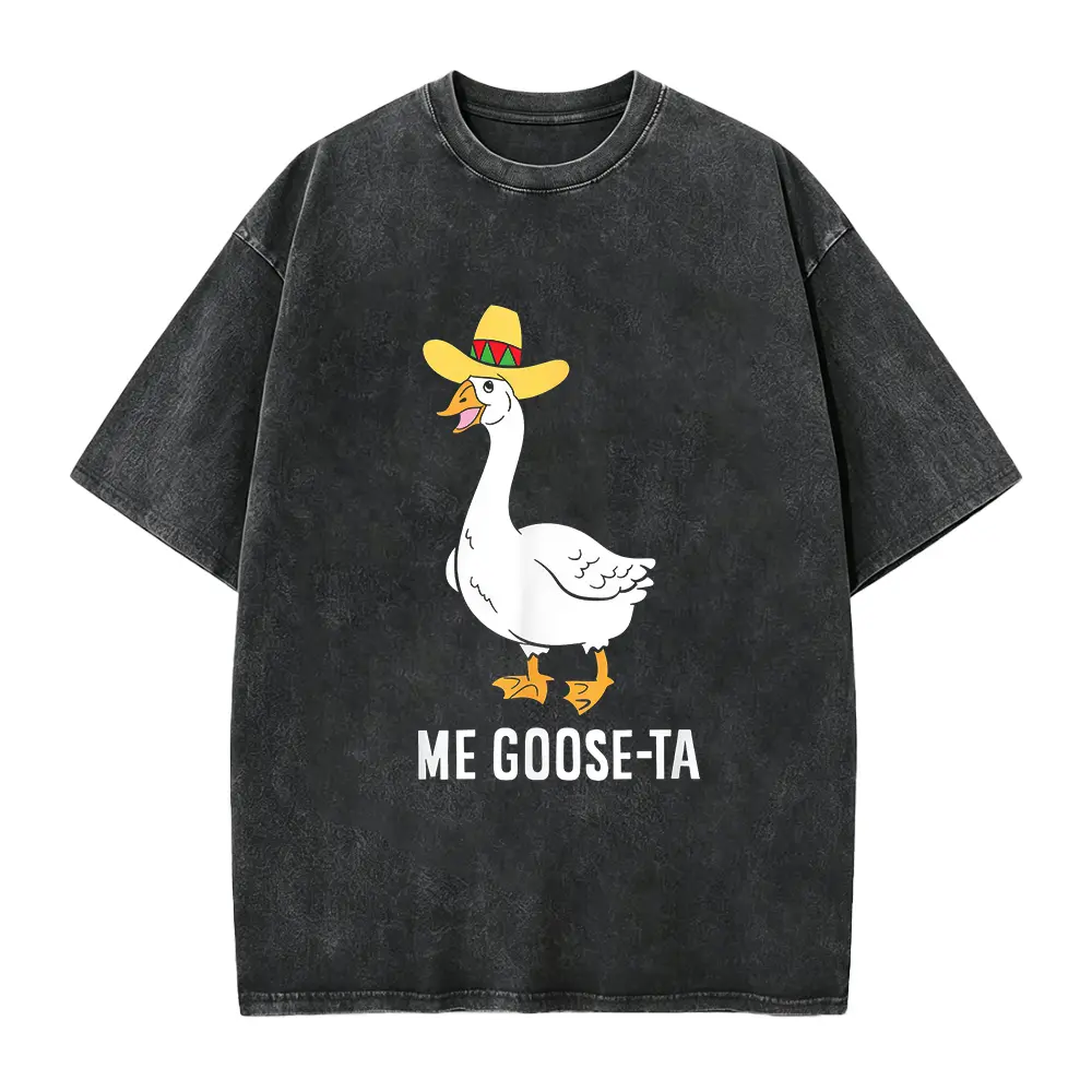 Cotton Short Sleeve T-Shirt Me Goose Ta Mexican Funny Spanish Goose Pun T-Shirt