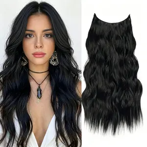 Plodon 16/20/24" One-Piece Clip in Hair Extensions, Black & Dark Brown, 180% Density Water Wave, 4 Clips Secure Fit, Glueless Beginner Friendly, Invisible Transparent Lace, Thick Full Ends, Viral TikTok Style Hairpiece.