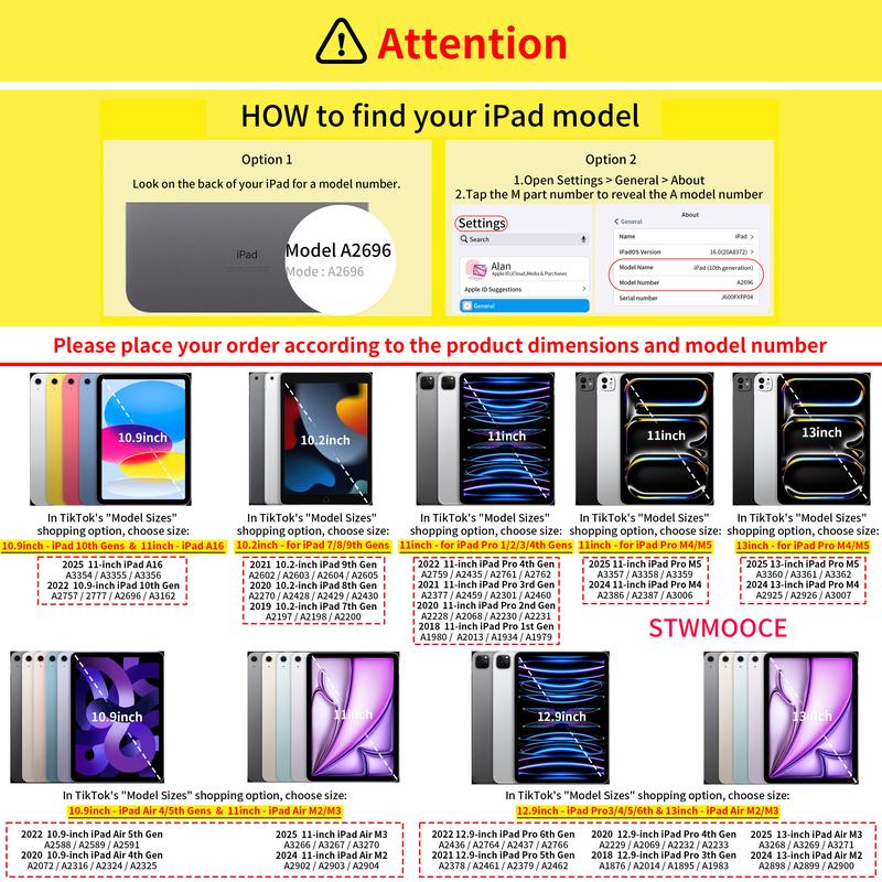 STWMOOCE iPad Case for 11-inch A16, 10.9-inch 10th Gen, Air4/5th, Air M2/M3, Pro 3/4/5th, Pro M4/M5, 12.9/11/13-inch M4/M5 - Glitter Cover with Sparkly Clear Transparent Casing, Pink PU Leather, Colorful Protective Tablet Case