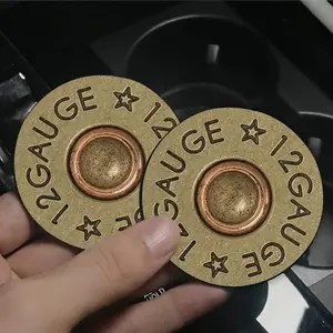 2pcs 12 Gauge Bullet Base Car Cup Holder Coasters Car Accessories - Car Interior Accessory, Anti-Slip, Durable Rubber with Star Pattern, Ideal for Vehicle, Home & Office Desks - Perfect Father's Day Gift
