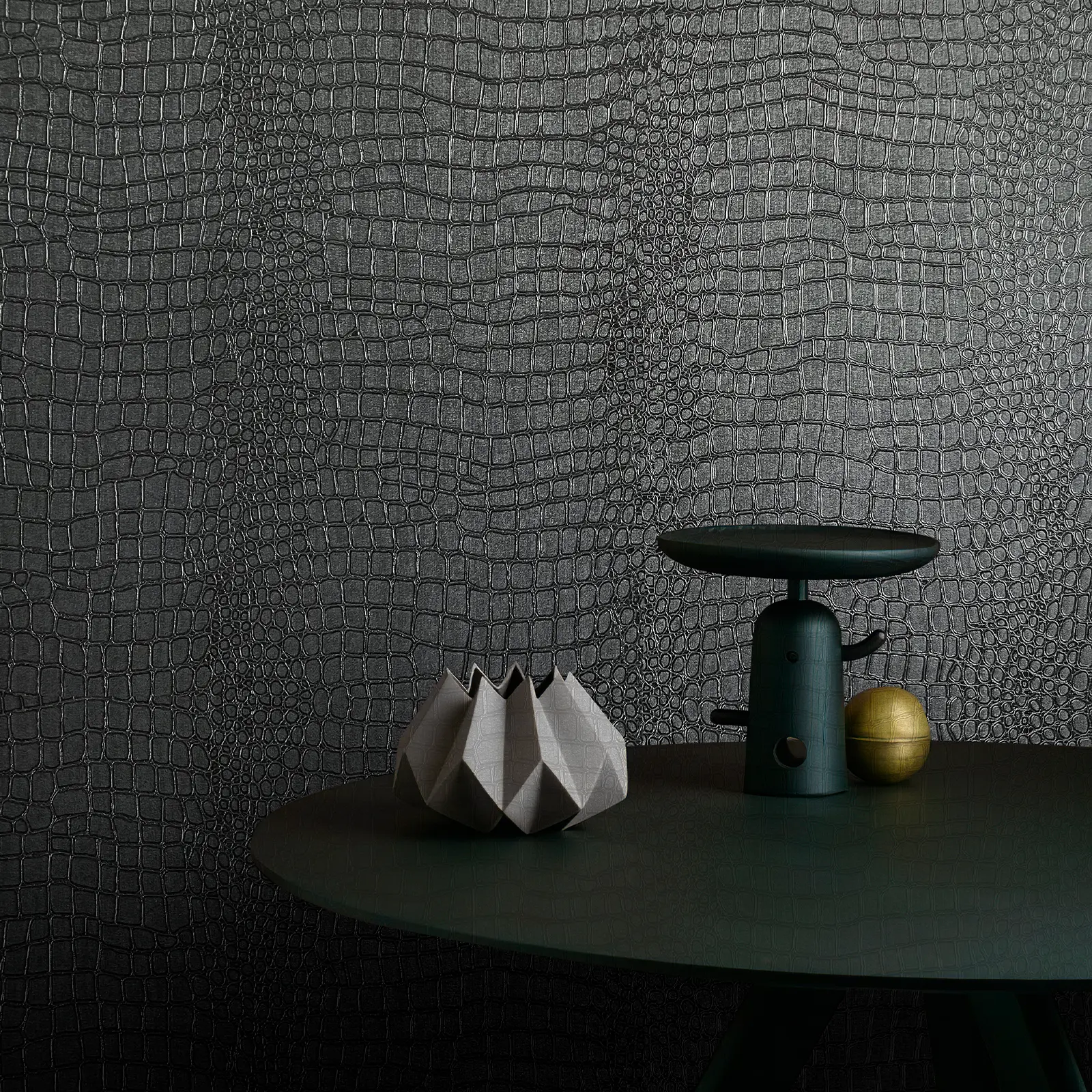 Black Peel and Stick Wallpaper Crocodile Textured Wallpaper Embossed Easy Peel Off Wallpaper Self Adhesive Removable Contact Paper Textured Wallpaper for Cabinet Bedroom