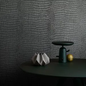 Black Peel and Stick Wallpaper - Crocodile Textured Wallpaper Embossed Easy Peel Off Wallpaper Self Adhesive Removable Contact Paper Textured Wallpaper for Cabinet Bedroom 17.3" x 118"