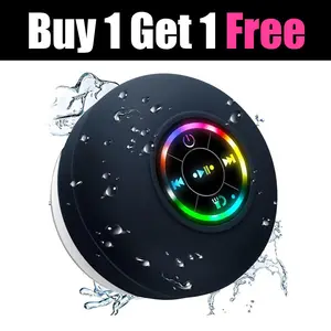 【Buy 1 Get 1 Free】Shower Radios Waterproof Bluetooth Speaker – Mini Rechargeable Wireless Speaker with LED Light for Beach, Shower, and Home water  plus Black Audio outside speakers