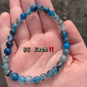 Handmade Natural 8mm Blue Danube Agate(Enhanced) Crystal Bracelet