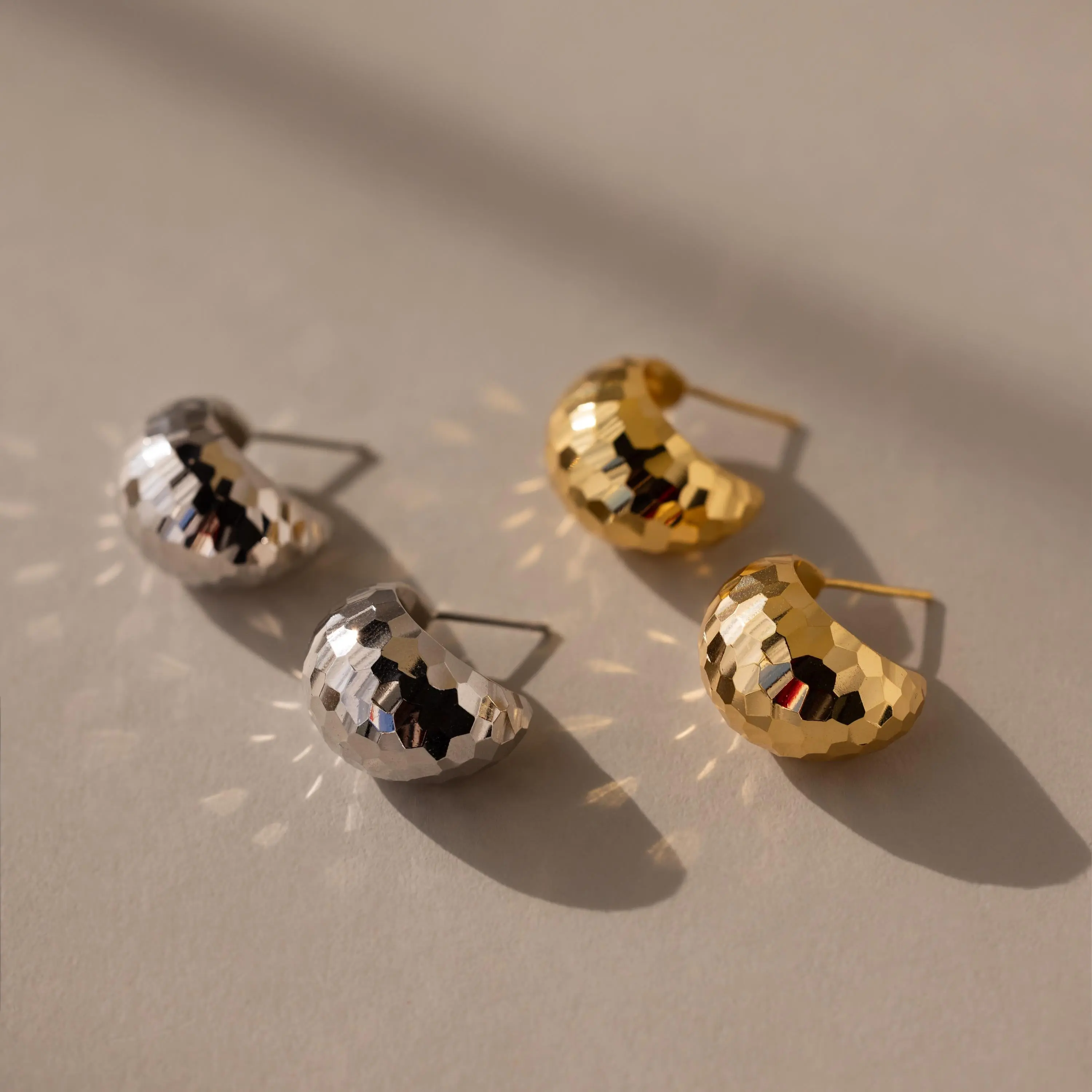 Bold Disco Earrings by Caitlyn Minimalist - Chunky Hammered Stud Earrings - Retro Geometric Earrings - Statement Jewelry - Gift for Her