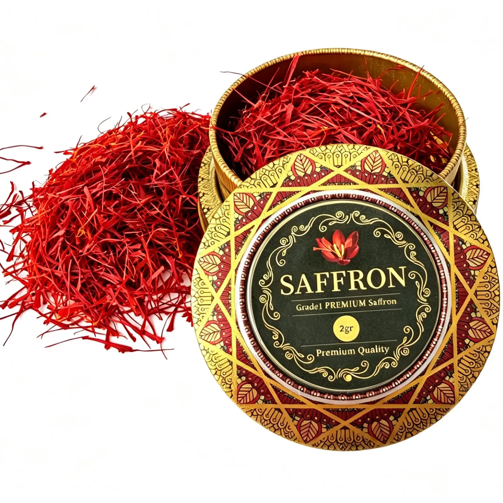 Premium Grade A+ Super Negin Saffron Threads - All-Red Pure Stigmas, Flavorful Natural Food Spice, No Artificial Additives, Ideal for Golden Milk, Paella, Portable for Outdoor Cooking