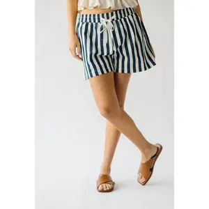 The Stoneberg Striped Short in Blue + Cream