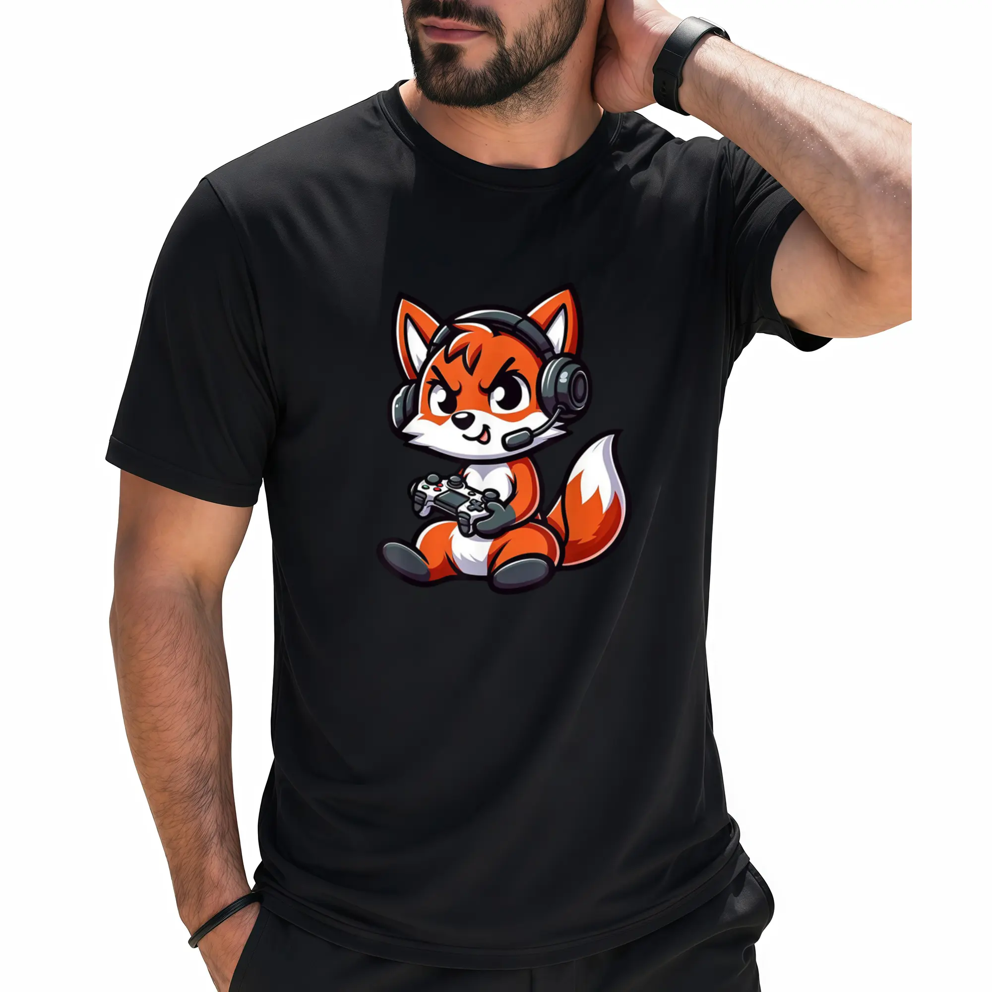 Adorable Red Fox-Themed Video Game T-Shirt for Mens, Made from Soft Cotton And Designed for Everyone These Tees Are Budget-Friendly And Perfect for Daily Use, Making Them an Excellent Gift for Friends Or Loved Ones