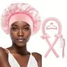 Women's 6PCS Heatless Styling Tools Kit - Satin Sleep Cap, EVA Foam Overnight Curlers, Lazy Styling Charm/Twillie, No Heat Damage Wavy Kit for Wake Up Salon Look, Saving Serious Morning Time