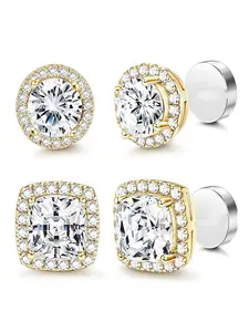Women's Elegant Rhinestone Clip Earrings Set, High-Quality Durable Stainless Steel, Perfect for All Seasons, DIY Party Accessories, Trendy Jewelry, Versatile Earrings, Non Tarnish Jewelry