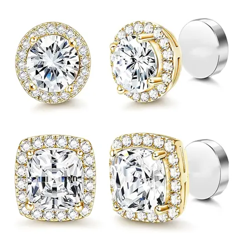 Women's Elegant Rhinestone Clip Earrings Set, Ear Clips, High-Quality Stainless Steel, Perfect for All Seasons, DIY Party Accessories