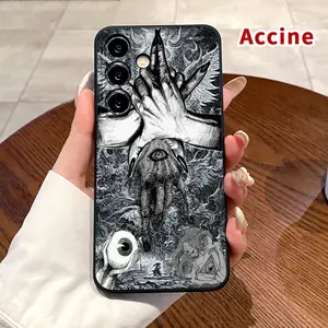 Straight Edge Phone Case Compatible with Samsung Galaxy S26 S23 Ultra S24 Plus S25 S22 Edge Mystic Hand Vision Pattern Full Body Protection Shockproof Soft Silicone Cover