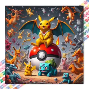 1 set of DIY diamond painting kit, 5D diamond art set, DIY decoration Pokémon mosaic, diamond art, DIY art home decor