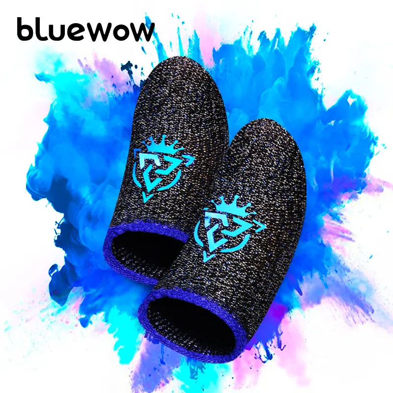 BlueWow SharkKing SilverFiber Mobile Thumb Finger Sleeves for Smartphone Gamers, 0.3mm Ultra-Soft High-Sensitivity Sweatproof Fabric, 20-Count Individual Packing, Compact Portable Gaming Accessory